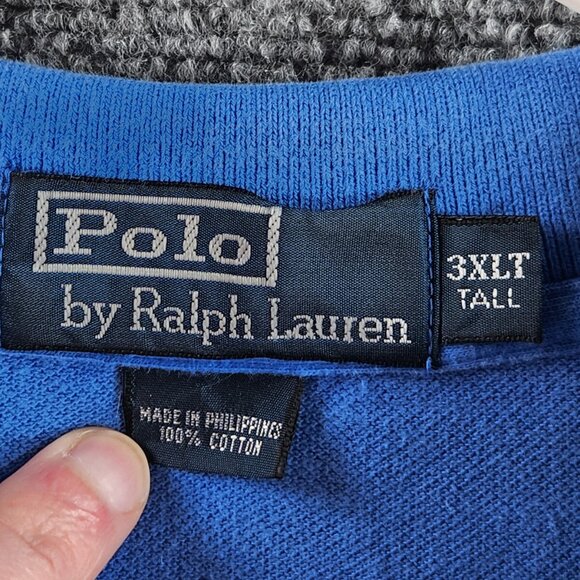 Polo Ralph Lauren 3XLT Short Sleeve Blue Polo Shirt Pink Embroidery Logo Cotton - Picture 8 of 16